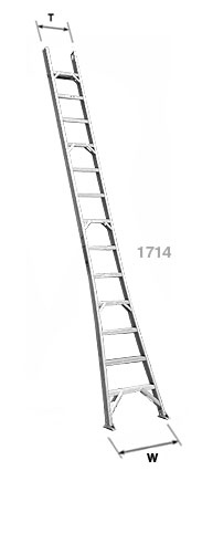 Flat Step, Flared Base Single Section Industrial Aluminum Ladders